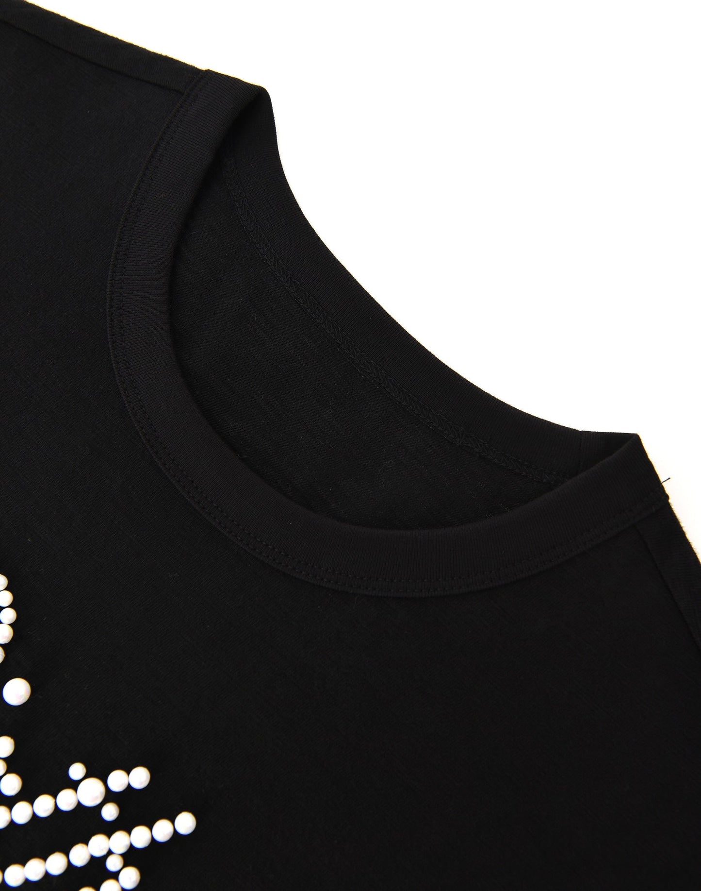 BIRTH OF ROYAL CHILD-Pearl Patchwork T-Shirt IN BLK