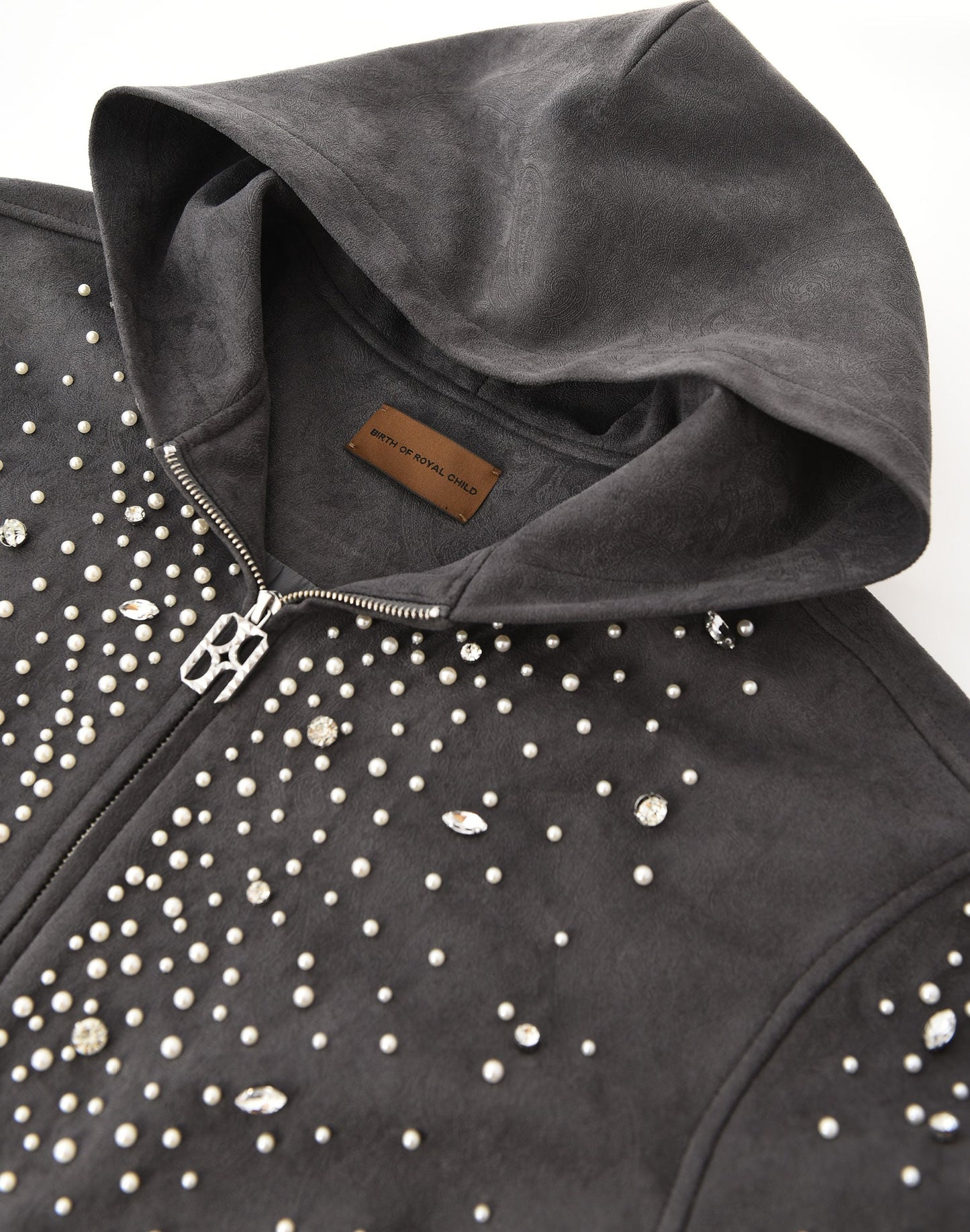 BIRTH OF ROYAL CHILD-Cashew Blossom Pearl Zipper Hoodie
