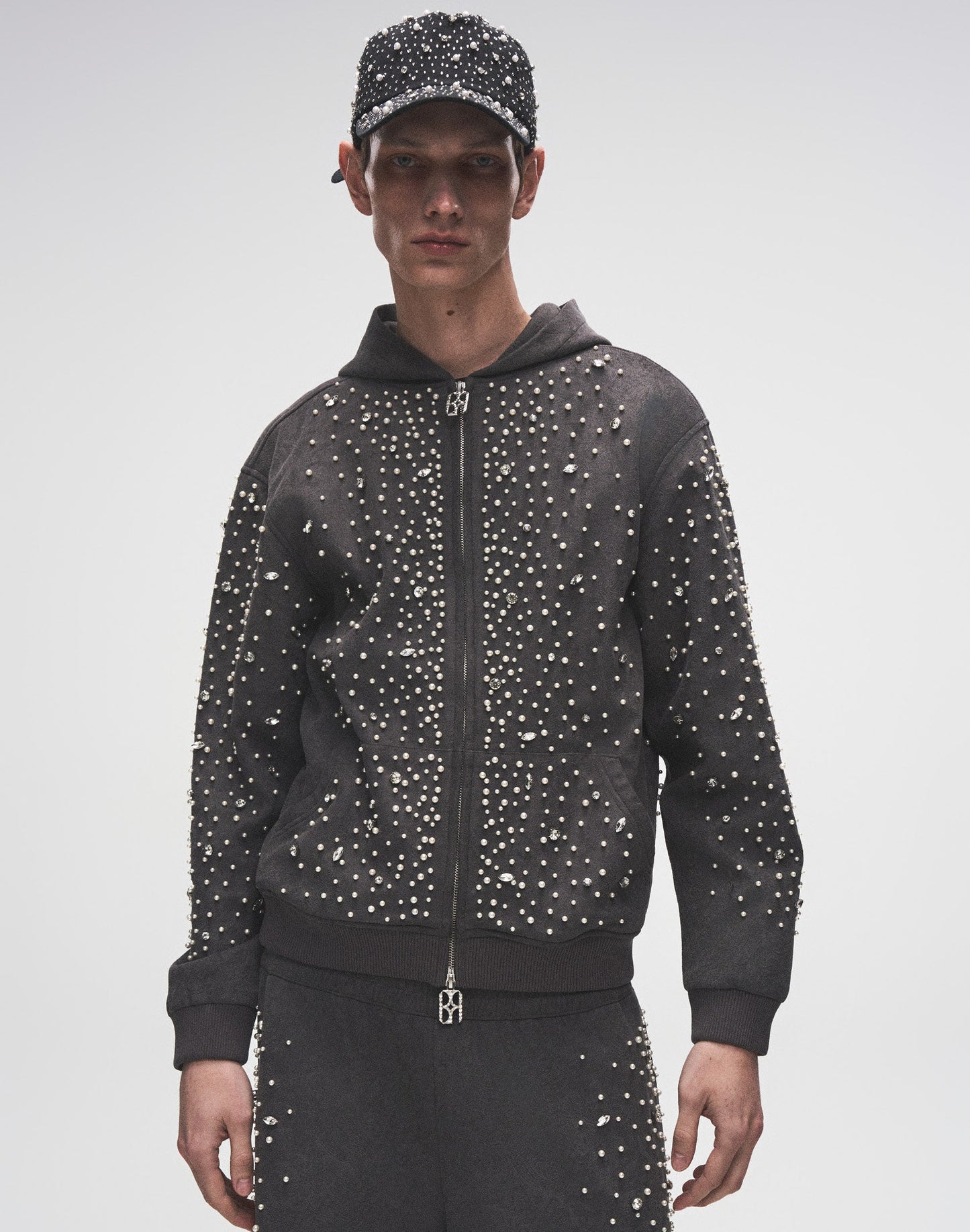 BIRTH OF ROYAL CHILD-Cashew Blossom Pearl Zipper Hoodie