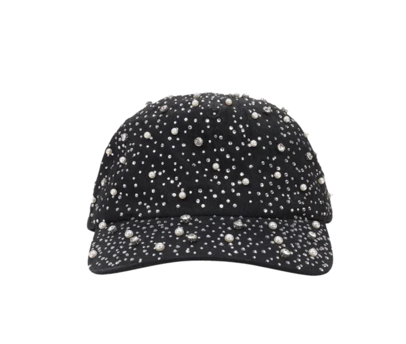 PEARL & RHINESTONE BASEBALL CAP "BLACK"
