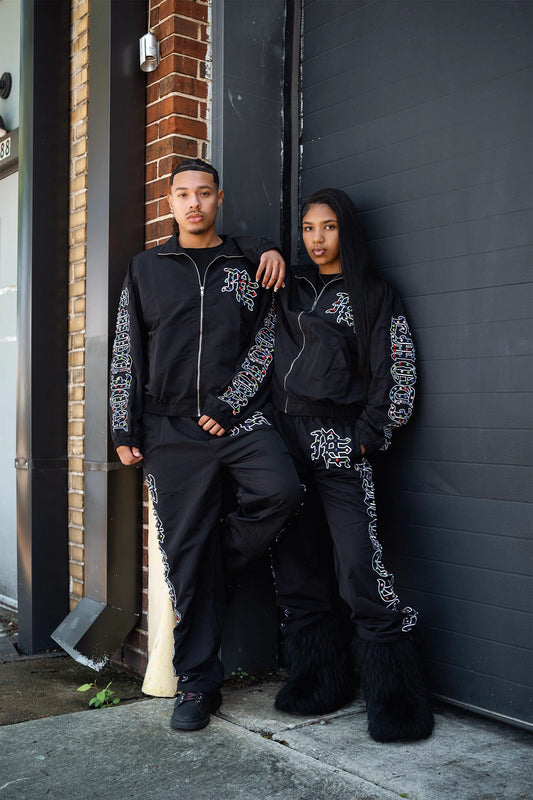 MIXED EMOTION-ME” Rhinestone Nylon Jacket