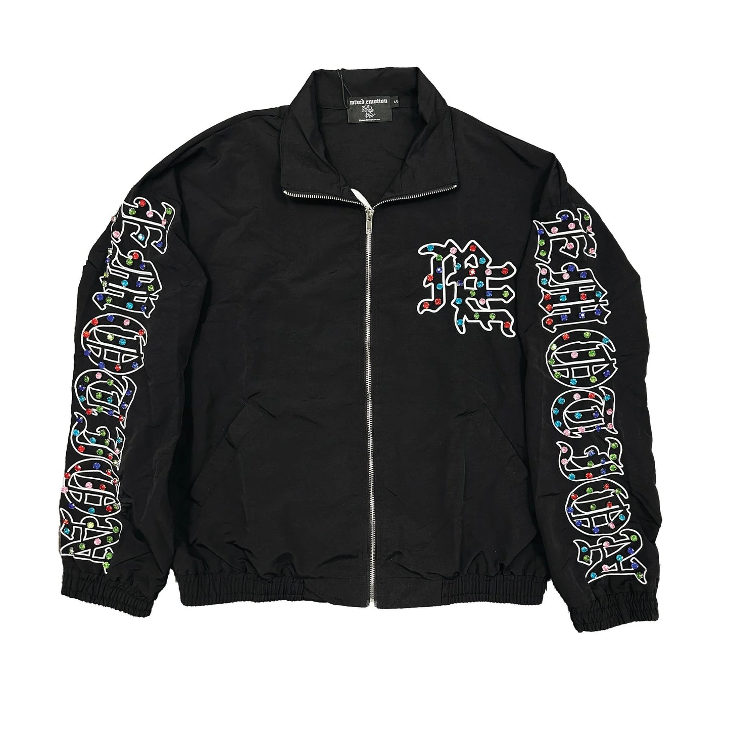 MIXED EMOTION-ME” Rhinestone Nylon Jacket