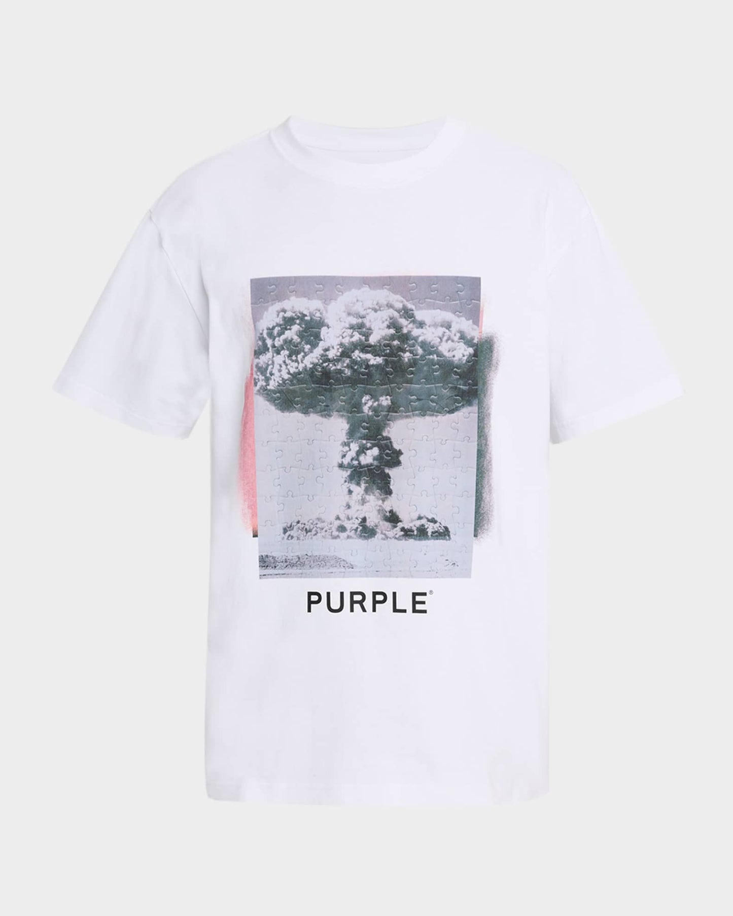 PURPLE Men's Explosion Puzzle Logo Graphic T-Shirt - WHITE - P117-HWMD425