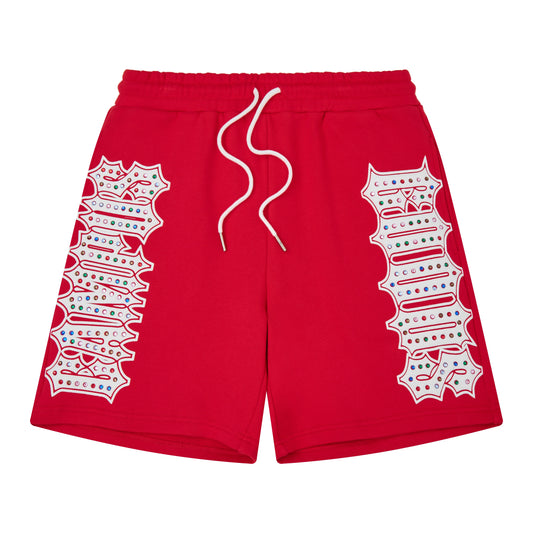 CAMPUS - Vengeance Gemstone Sweat Shorts (Red) - CG-F25-17