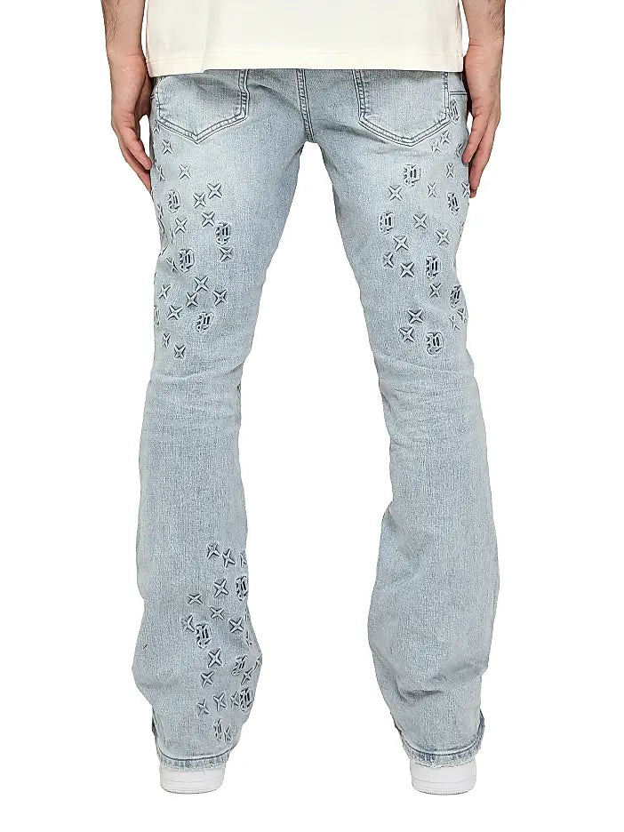 Purple Brand - Embossed Stretch-Cotton Flared Jeans