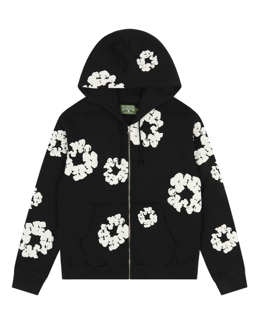 DENIM TEARS-Cotton Wreath Zip Hoodie Black-SS25TZH1141