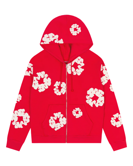 DENIM TEARS-Cotton Wreath Zip Hoodie RED-SS25TZH1141