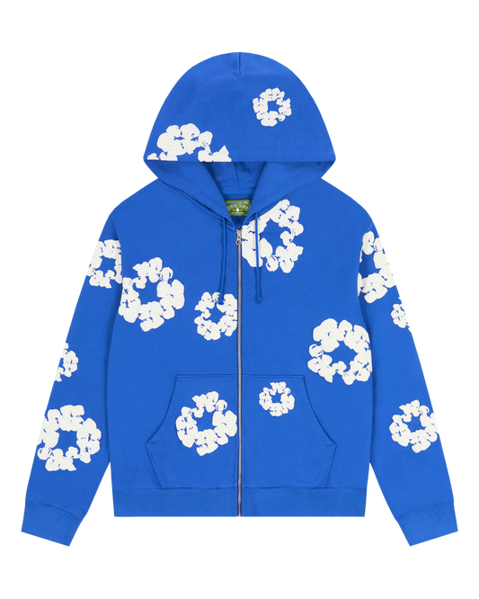 DENIM TEARS-Cotton Wreath Zip Hoodie blue-SS25TZH1141