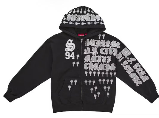 Supreme League Champs Zip Up Hooded Sweatshirt BLACK