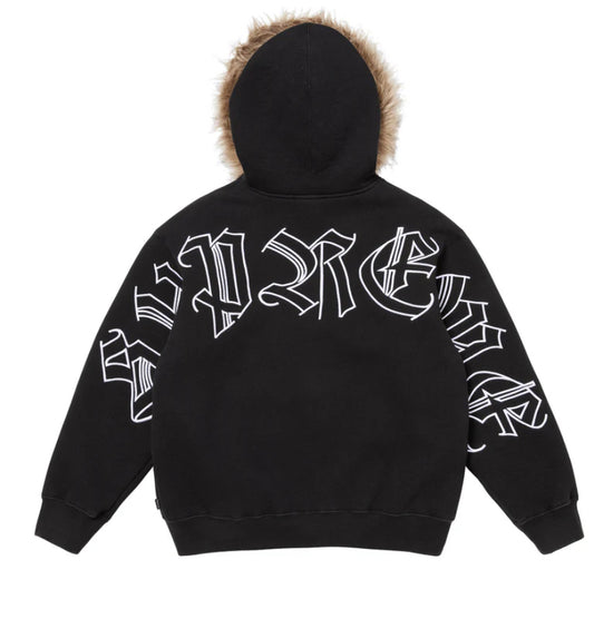 SUPREME-Faux Fur Zip Up Hooded Sweatshirt BLACK -FW25SW23