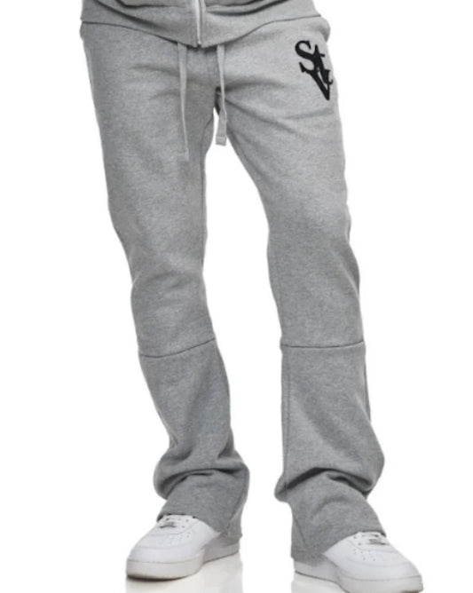 STV STACKED FLARE JOGGER - HEATHER GREY - TV0092