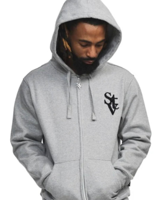 SI TU VEUX LOGO ZIP HOODIE - HEATHER GRAY - TV0091