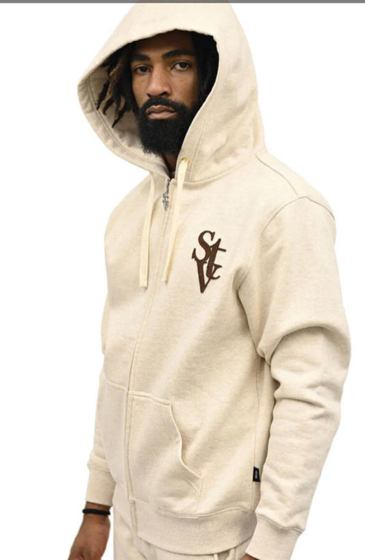 SI TU VEUX LOGO ZIP HOODIE - HEATHER OATMEAL - TV0091