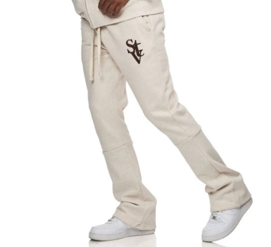 STV STACKED FLARE JOGGER HEATHER OATMEAIL