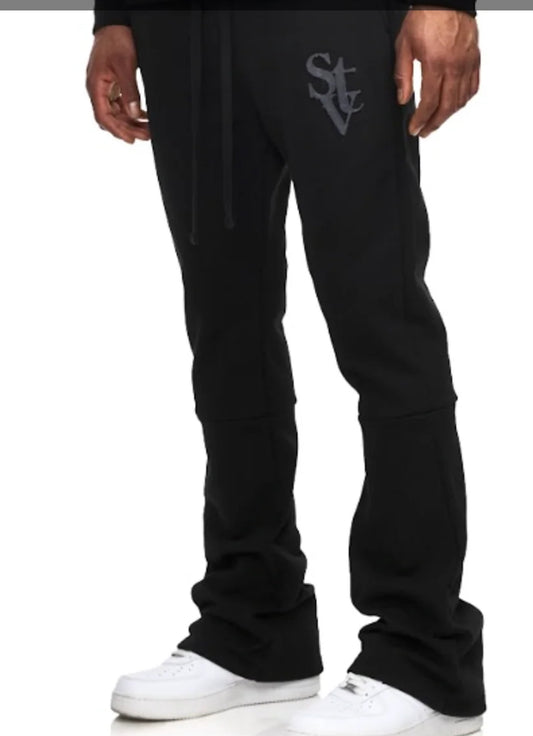 STV STACKED FLARE JOGGER - BLACK - TV0092
