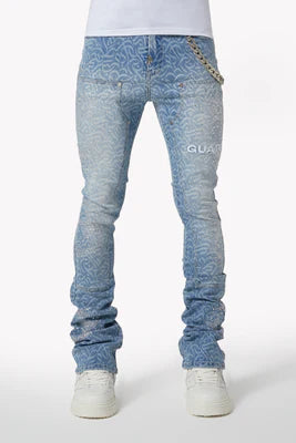 GUAPI-AQUA BLUE CALLIGRAPHY DENIM5810BPD