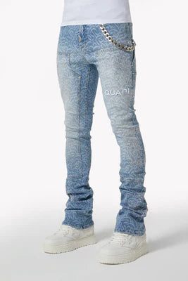 GUAPI-AQUA BLUE CALLIGRAPHY DENIM5810BPD