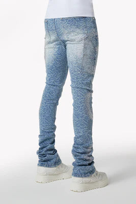 GUAPI-AQUA BLUE CALLIGRAPHY DENIM5810BPD