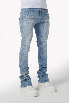 GUAPI-AQUA BLUE CALLIGRAPHY DENIM5810BPD