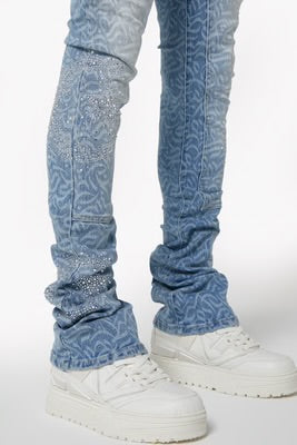 GUAPI-AQUA BLUE CALLIGRAPHY DENIM5810BPD