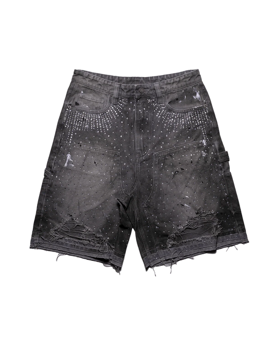 CRYSTALIZED SHORTS IN SPLATTER GRAY