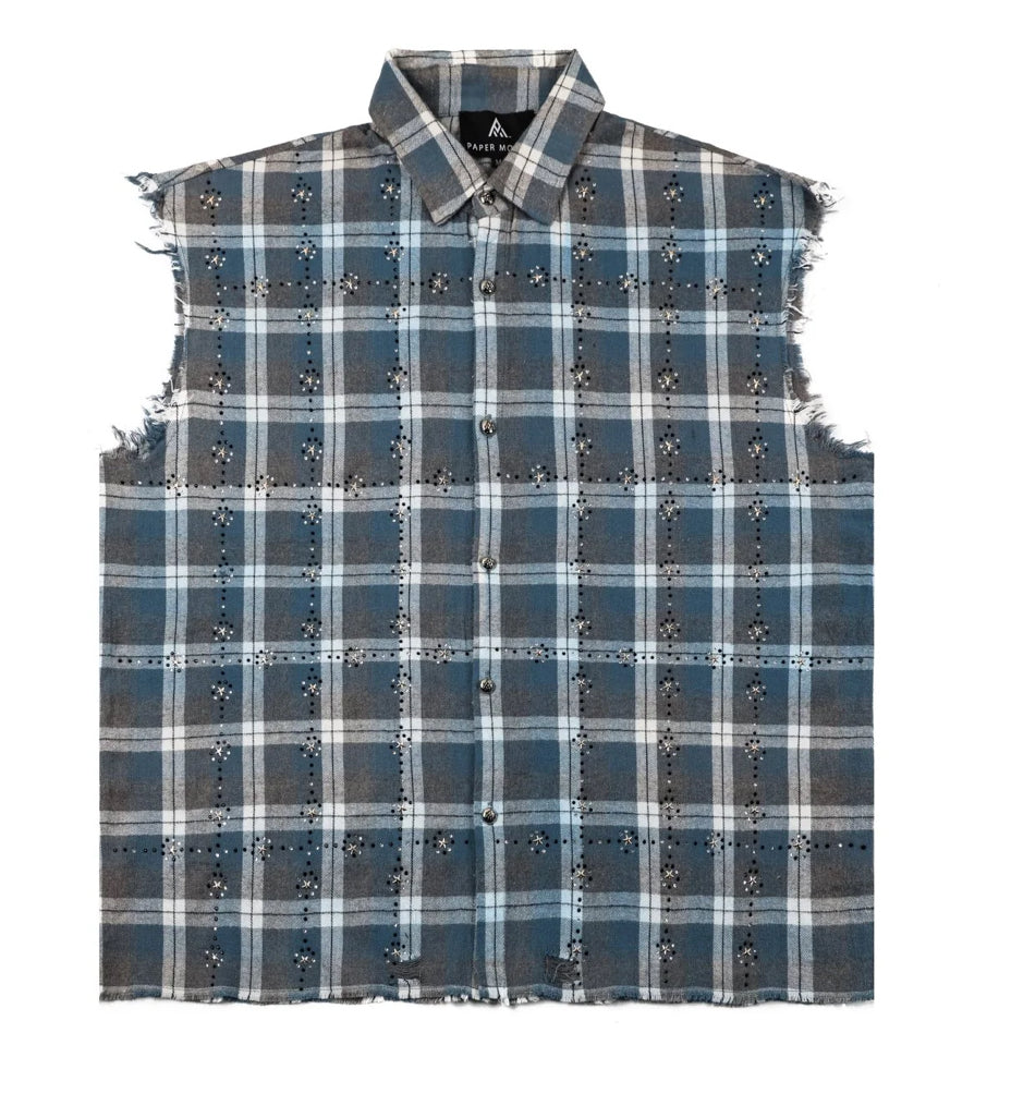 PAPER MONEY-RHINESTONE FLANNEL LIGHT BLUE-