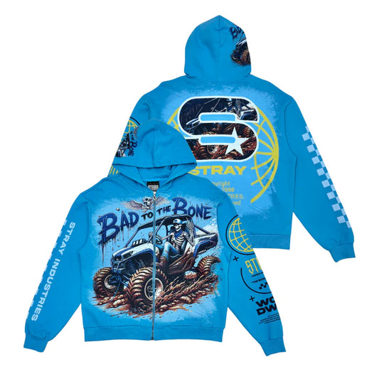 STRAY FULL-ZIP HOODIE (BLUE WAVE)-st1547