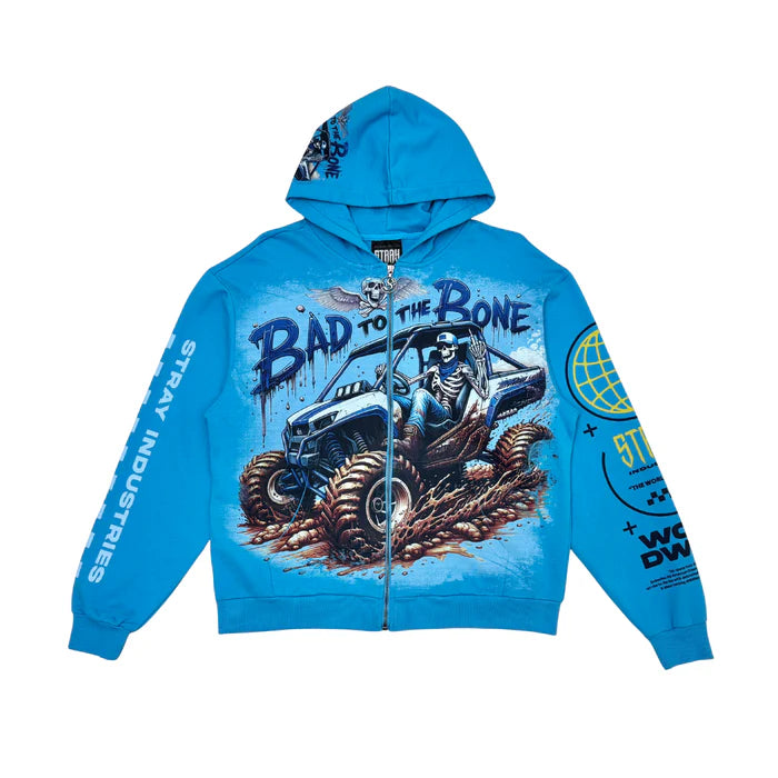 STRAY FULL-ZIP HOODIE (BLUE WAVE)-st1547