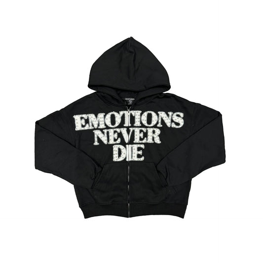 MIXED EMOTION-ACID WASH RHINESTONE HOODIE-