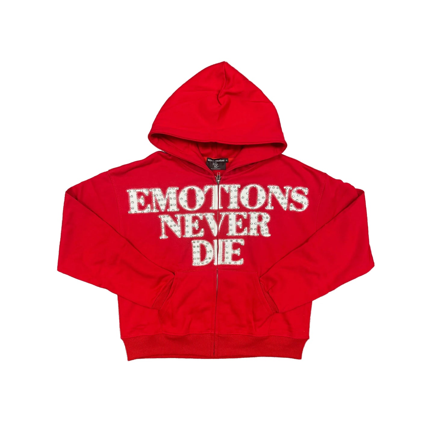 MIXED EMOTION-RED END RHINESTONEHOODIE-