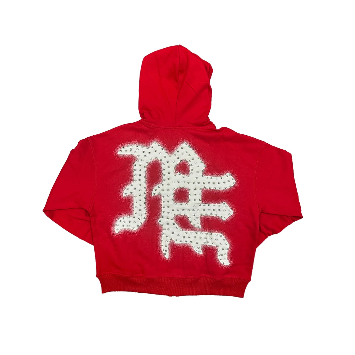 MIXED EMOTION-RED END RHINESTONEHOODIE-