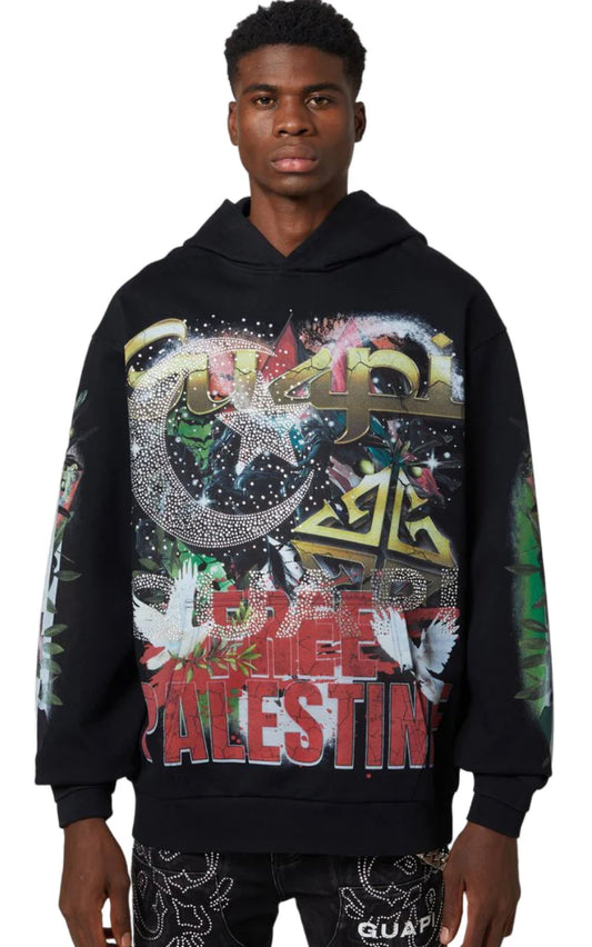 GUAPI| BLACK FREE PALESTINE HOODIE