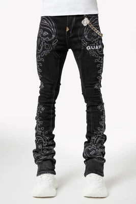 GUAPI-VINTAGE BLACK PAISLEY DENIM