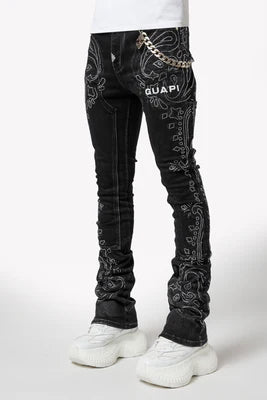 GUAPI-VINTAGE BLACK PAISLEY DENIM