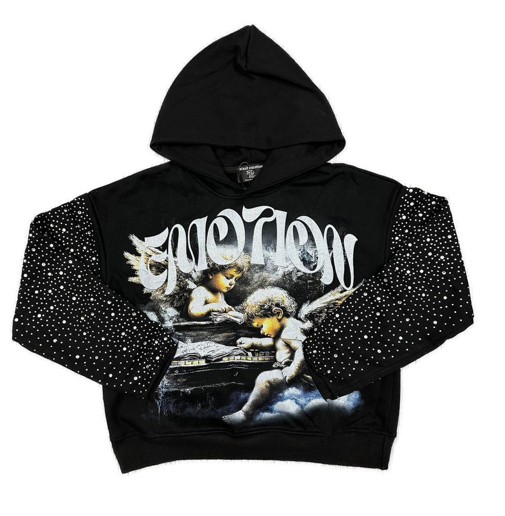 MIXED EMOTION-Fallen Angels Rhinestone Hoodie
