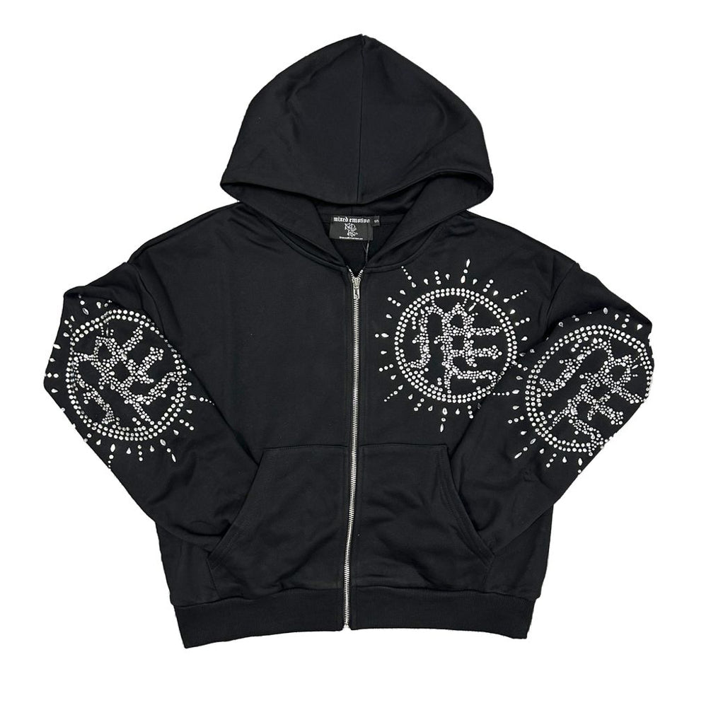 MIXED EMOTION-Eclipse’ Black Rhinestone Hoodie