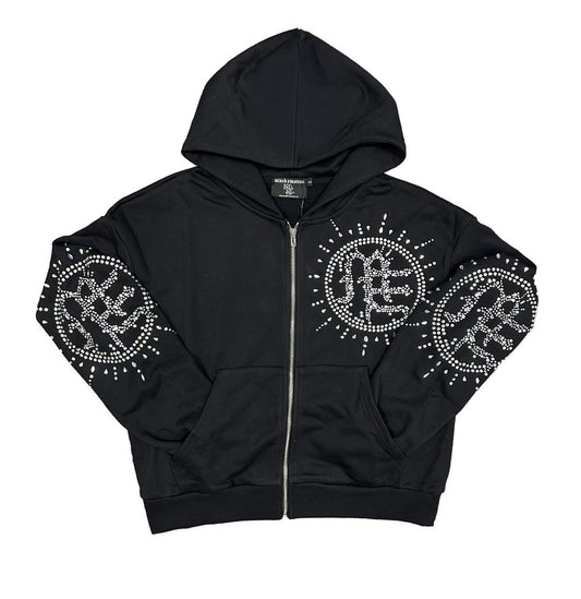 MIXED EMOTION-Eclipse’ Black Rhinestone Hoodie