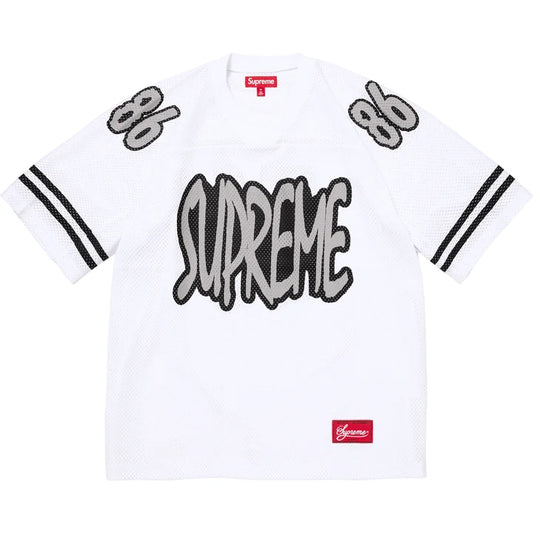 Supreme white reflective football jersey
