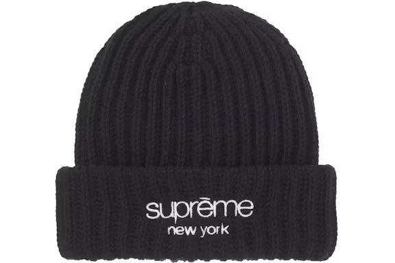 SUPREME Chunky Rib Classic Logo Beanie Black