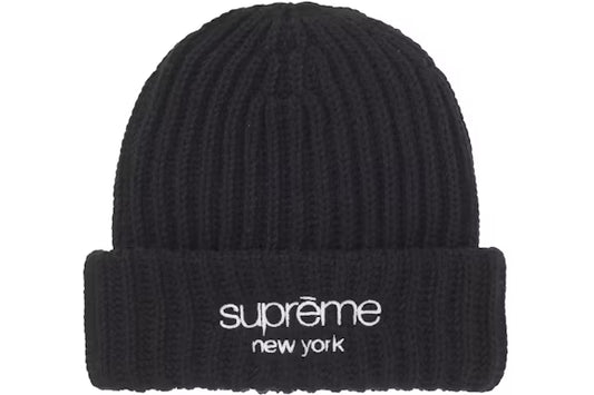 SUPREME Chunky Rib Classic Logo Beanie Black