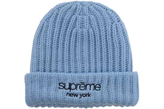 SUPREME Classic Logo Chunky Ribbed Beanie (LIGHT BLUE)