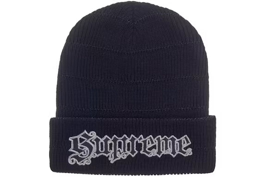 SUPREME Metallic Stripe Beanie Black