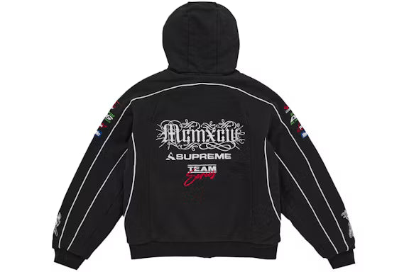 SUPREME Racing Lined Zip Up Hooded Sweatshirt BLACK