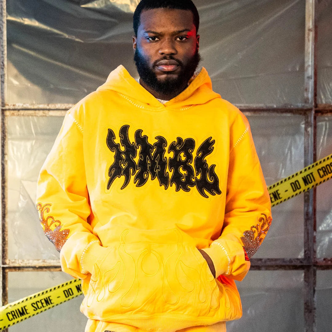HMBL Yellow SZN 5 Rhinestone Sweat Suit (Oversized) (ORANGE)