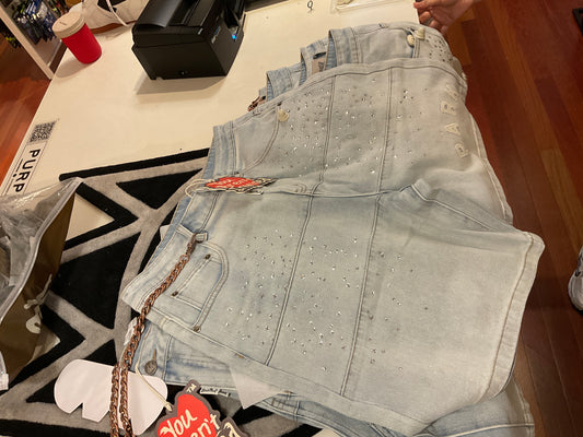 HYDEPARK STUDDED PARK VELOCITY DENIM SHORT LIGHT BLUE