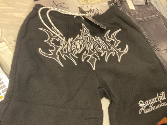 SUGARHILL-ZAMBIA”WOVEN TERRY SHORTS(BLACK)-SH25-SUM2-64