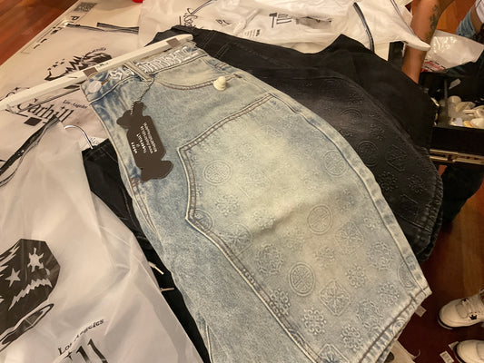 SUGARHILL_CARLOMAN” EMBOSSED JORTS(LIGHT STONE)-SH25-SUM2-49