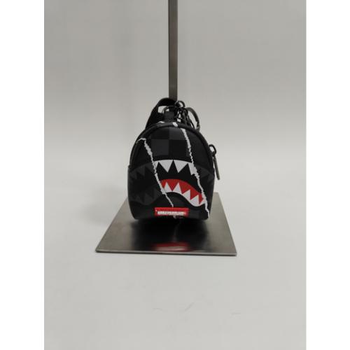 SPRAYGROUND K9352 CENTER RIP REVEALING GRAY CHECK BACKPACK KEYCHAIN