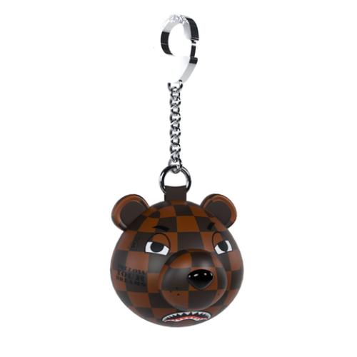 SPRAYGROUND Z714 BROWN CHECKER BEAR HEAD KEYCHAIN