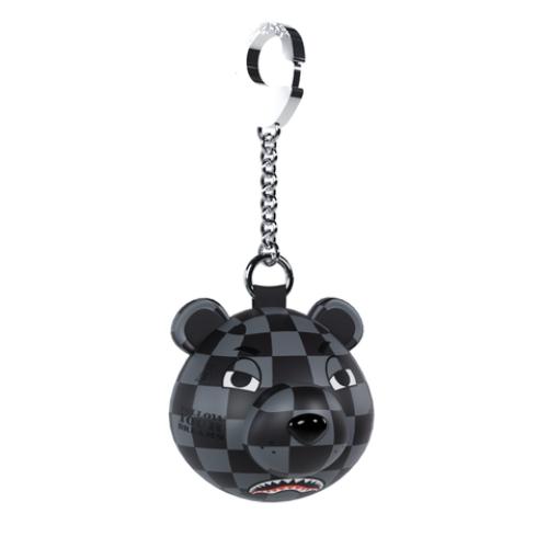 SPRAYGROUND Z715 GREY CHECKER BEAR HEAD KEYCHAIN